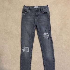 FREE PEOPLE Distressed Gray Skinny Jeans Size 26